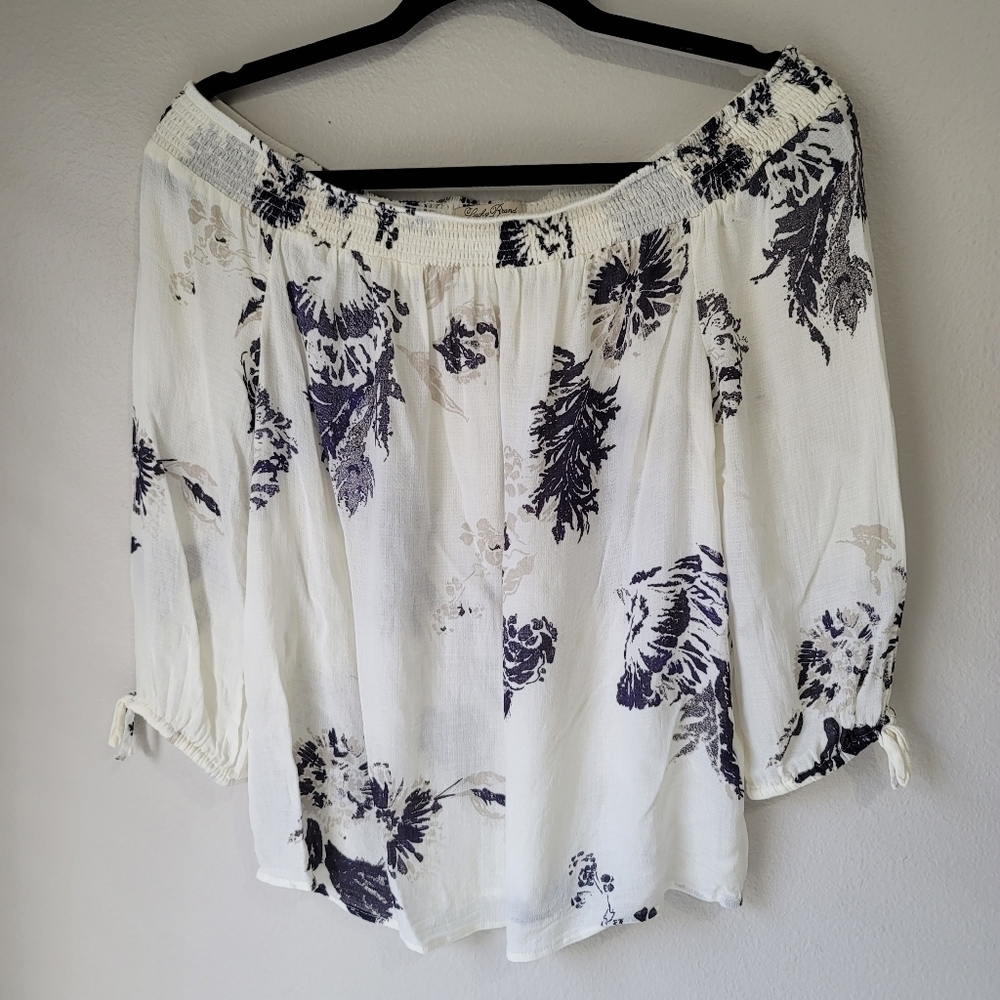 Lucky Brand floral off shoulder top blouse